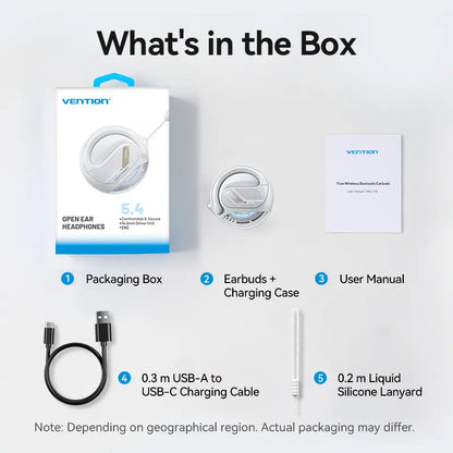 Auriculares Open Ear Inalambricos Bluetooth 5,4 Ipx4 Blanco Vention