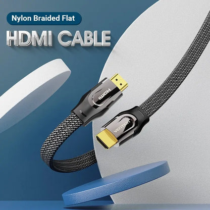 Cable Hdmi 2,0 Flat Trenzado Certificado 4k 2M Vention
