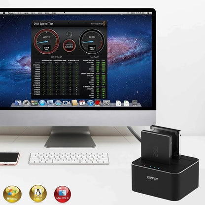 Docking Station 2 Bahias Clonador Sata Hdd Ssd 16tb Fideco