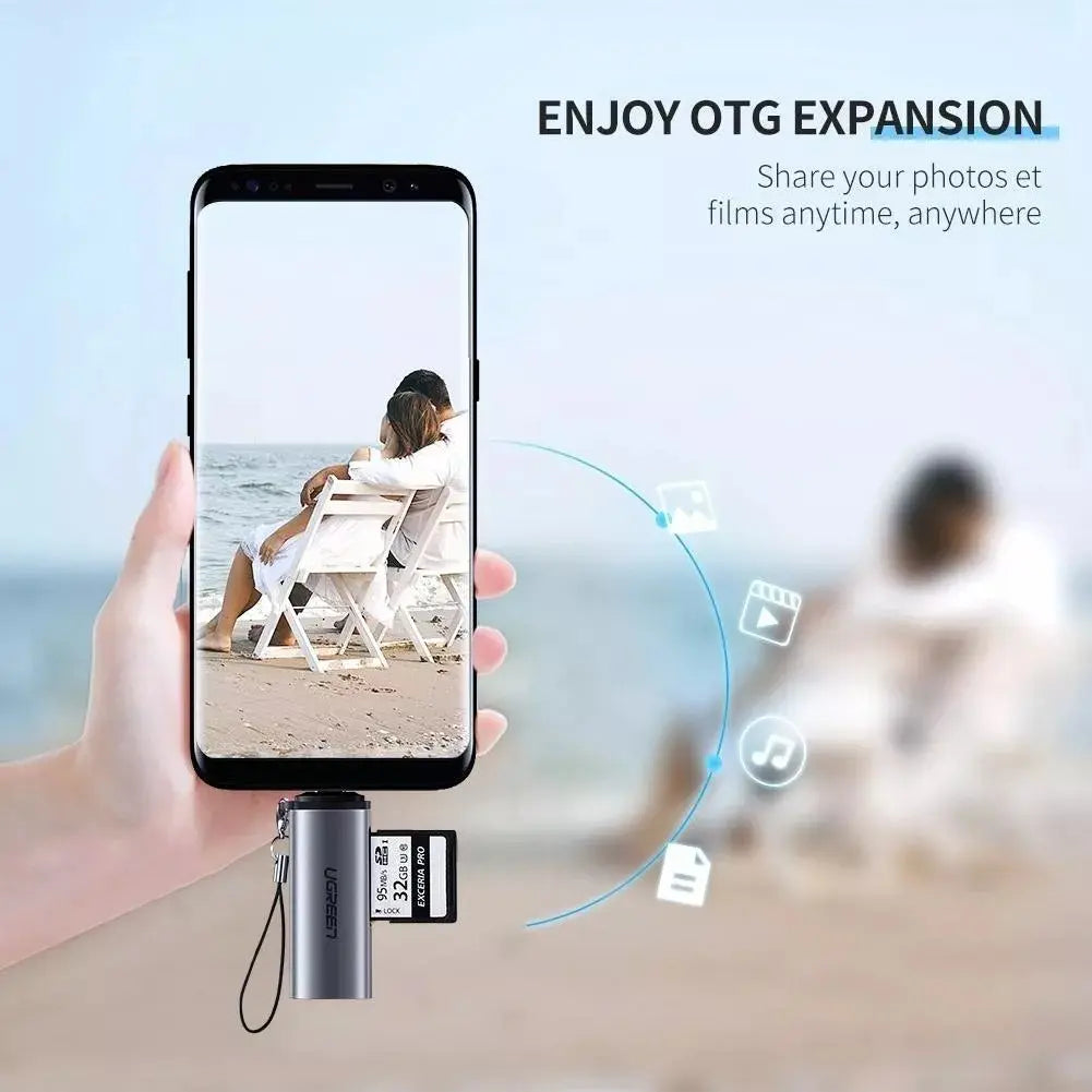 Lector De Tarjetas Usb C Para Celulares Y Notebook Ugreen Gris