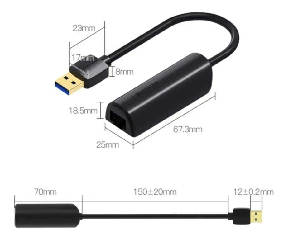 Adaptador Usb 2,0 Macho A Red Lan 10 / 100 Mbps Rj45 Vention