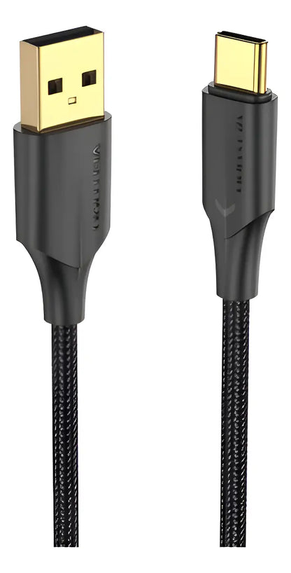 Cable Usb 2,0 A Usb C 3a Trenzado 2 Metros Vention Negro