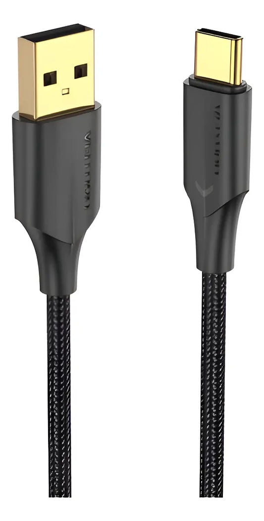 Cable Usb 2,0 A Usb C 3a Trenzado 2 Metros Vention Negro