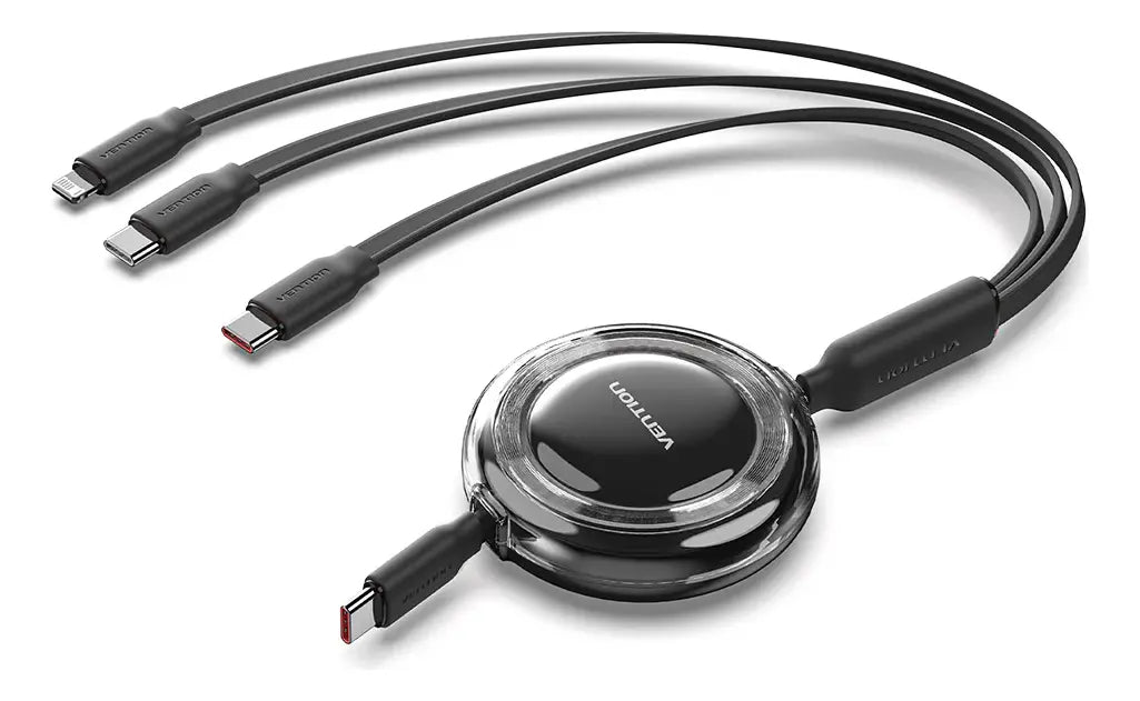 Cable Cargador Y Datos 3 En 1 Usb C 2,0 1,10 Metros Vention Negro