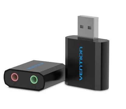 Usb Tarjeta De Sonido Externa 2,1 Canales Jack 3,5mm Vention Negro