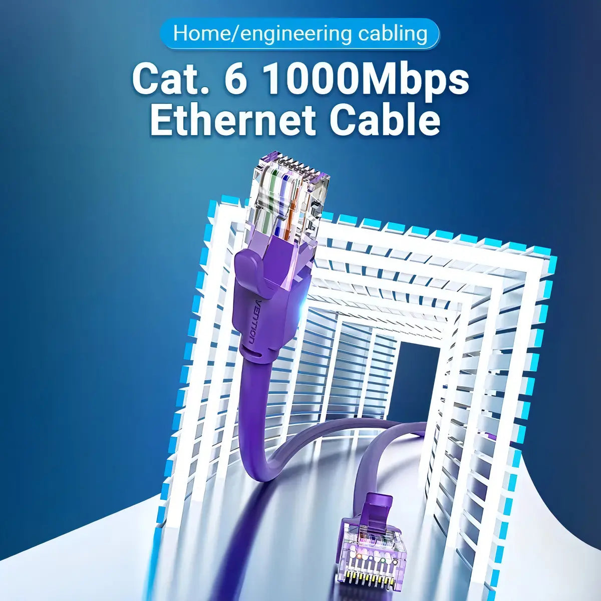 Cable De Red Cat6 Patch Cord Utp Rj45 2m Violeta Vention