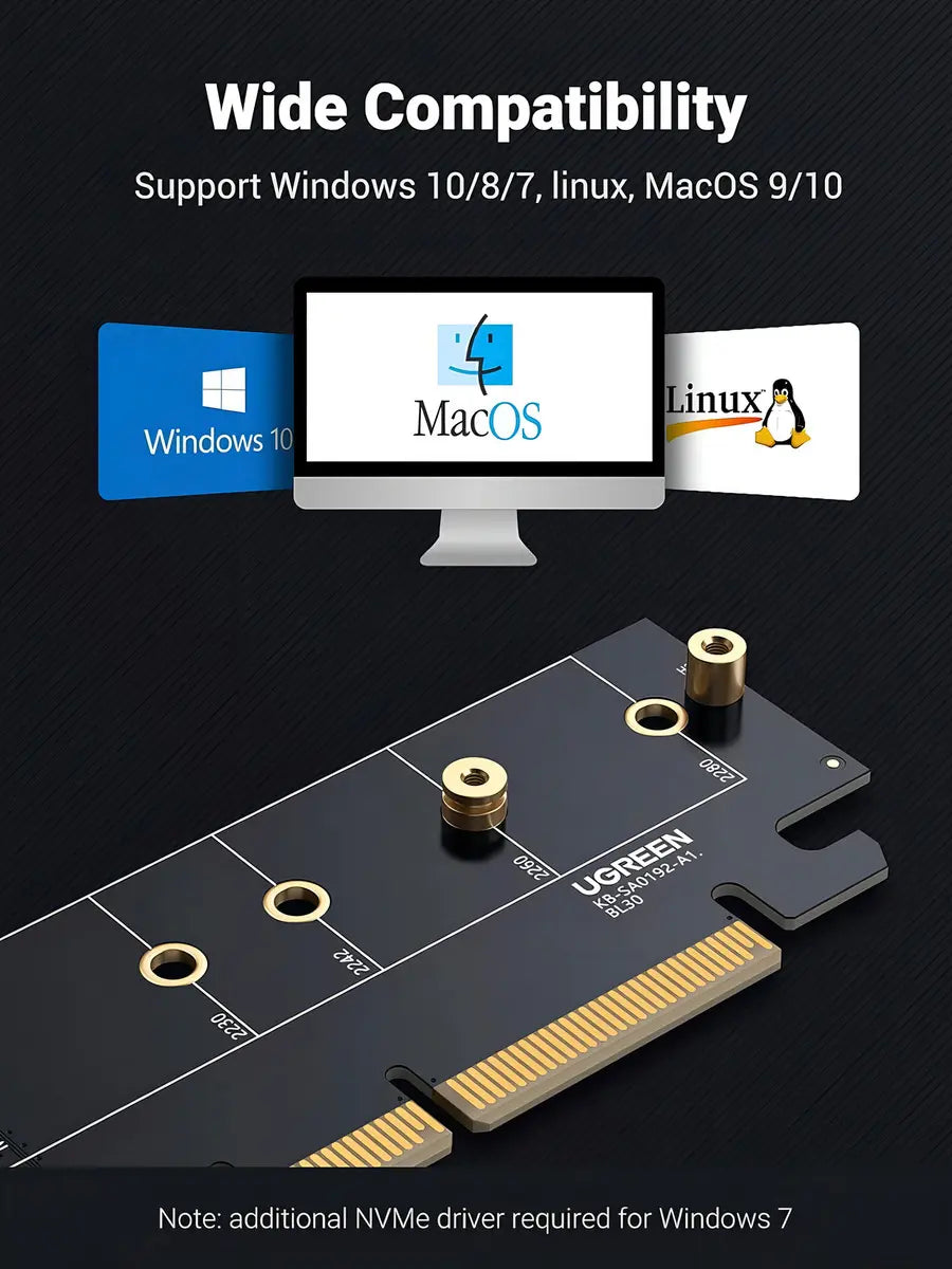 Placa Adaptador Pcie 4,0 X16 A M,2 Nvme Ssd M Key Ugreen