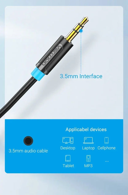 Cable Auxiliar Adaptador De 3,5 Mm A 2 Rca 2m Macho Vention