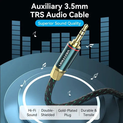 Cable Audio Auxiliar 10 M Trenzado 3,5 Mini Plug Vention