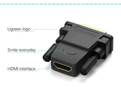 Adaptador Hdmi Hembra A Dvi 24 + 1 Macho Negro Ugreen