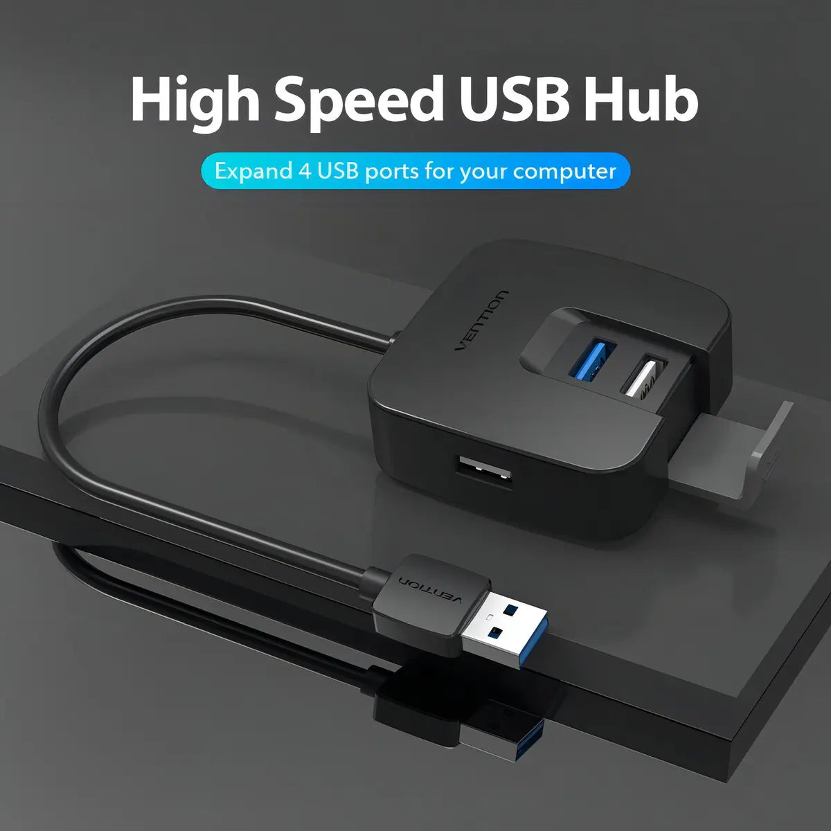 Hub Cable Usb - 1 Puerto Usb 3,0 + 3 Puertos Usb 2,0 Vention Negro