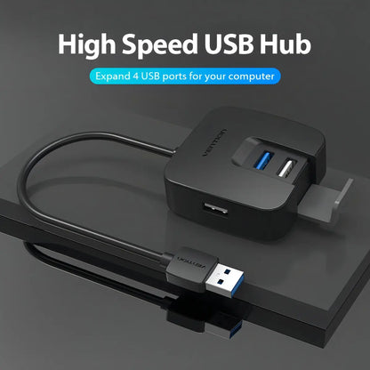 Hub Cable Usb - 1 Puerto Usb 3,0 + 3 Puertos Usb 2,0 Vention Negro