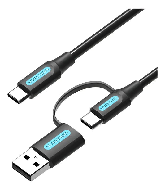 Cable Usb-c + Usb 2 En 1 A Usb-c 3a 60w 20v 1m Vention Negro