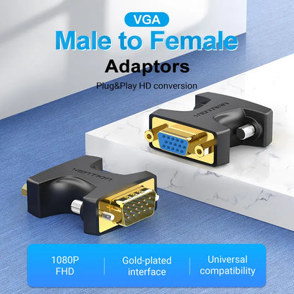 Adaptador Union Vga Extensor Macho A Hembra Ficha Vention