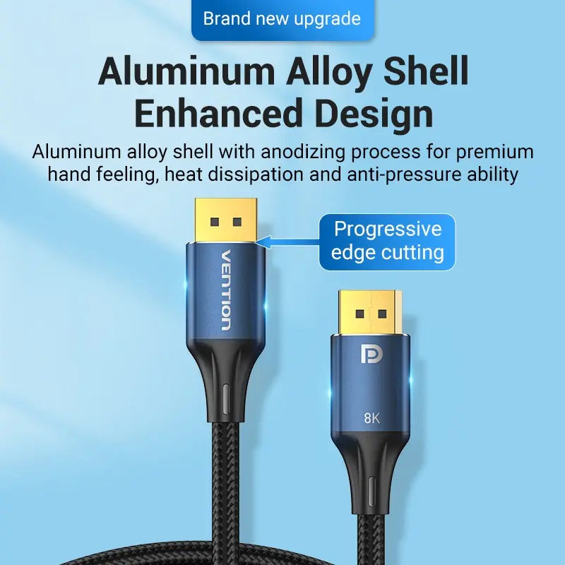 Cable Display Port 8k 60 Hz Hdr Gsync Aluminio 1,5 M Vention