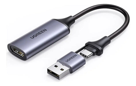 Adaptador Vídeo Hdmi Hembra A Usb + Usb-c 4k 60hz Ugreen
