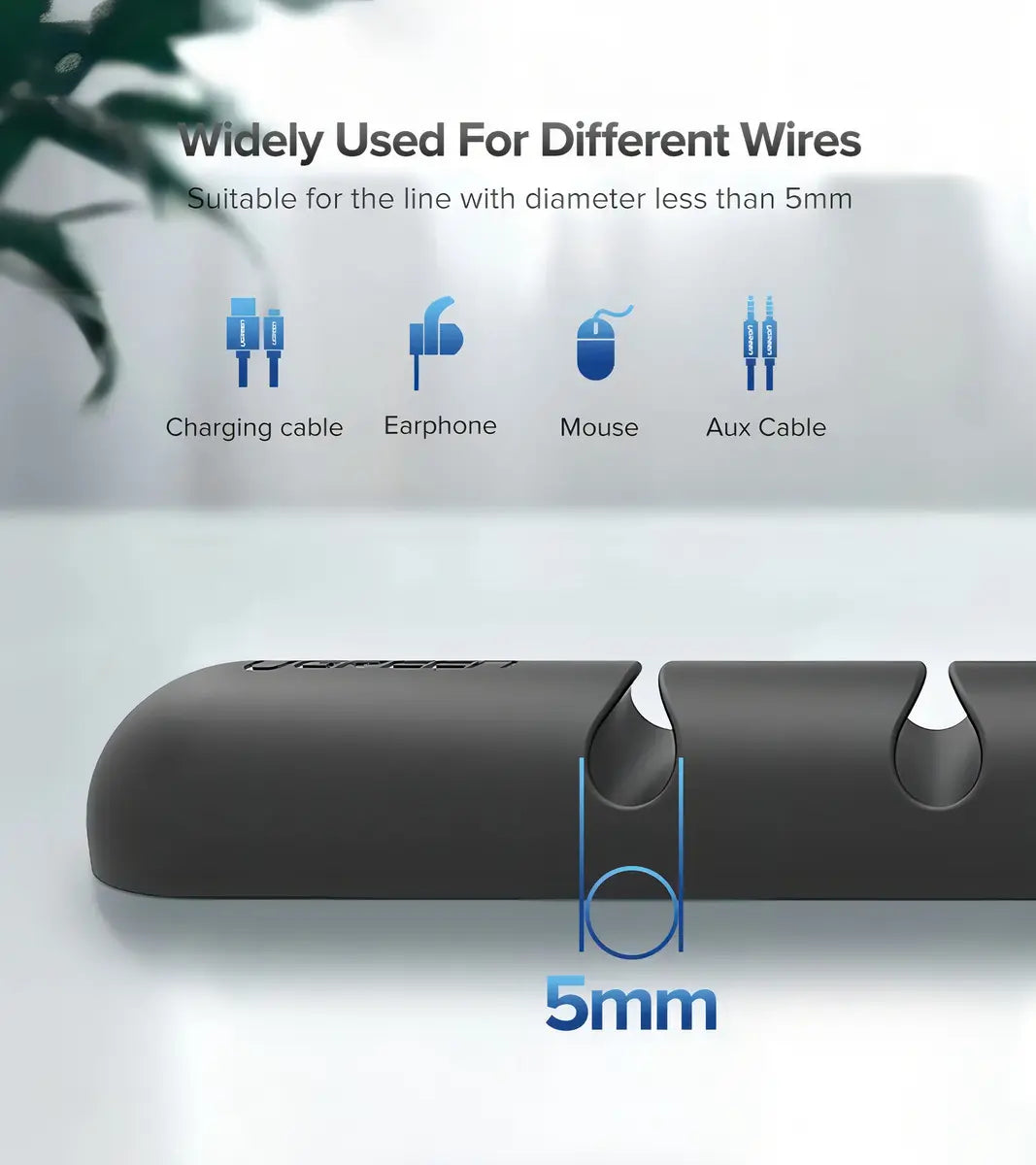 Organizador De 7 Cables Escritorio Con Adhesivo 3m Ugreen Negro
