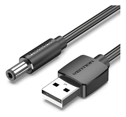 Cable Usb A Dc 5,5 Mm De Alimentacion 5v 3a Carga 1m Vention Negro