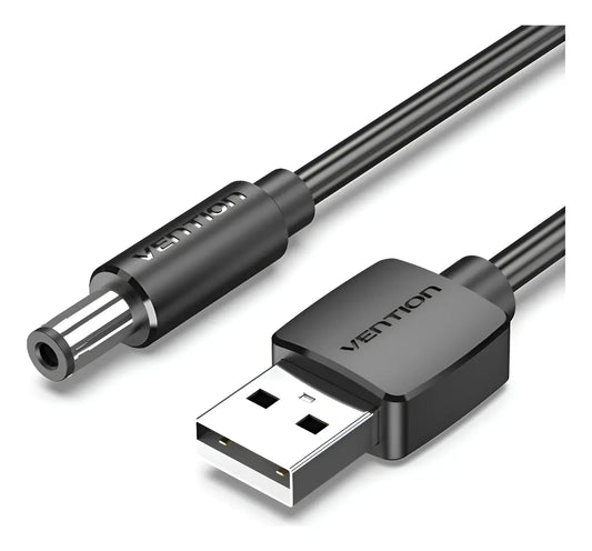 Cable Usb A Dc 5,5 Mm De Alimentacion 5v 3a Carga 1m Vention Negro