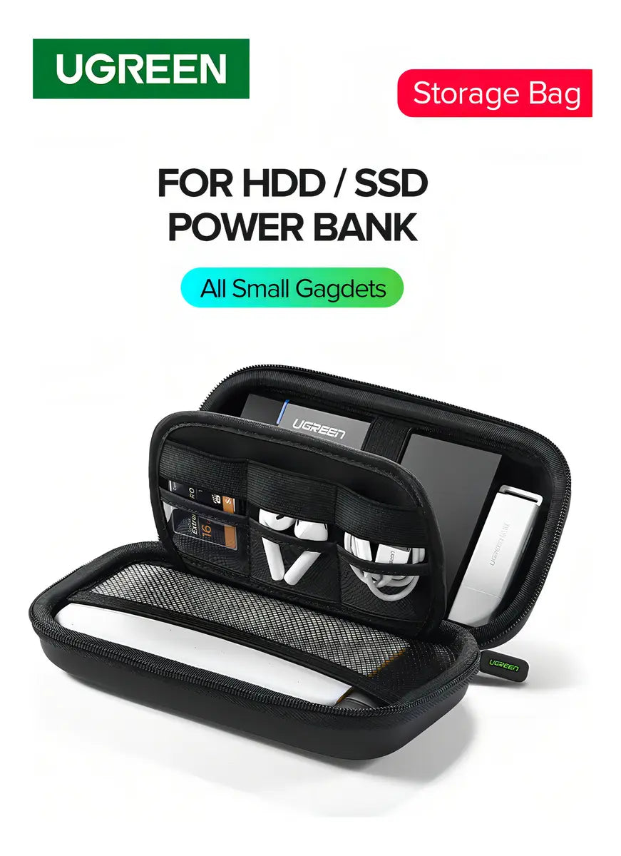 Estuche Portatil Para Disco Duro Externo Cables 3,5 Ugreen Negro