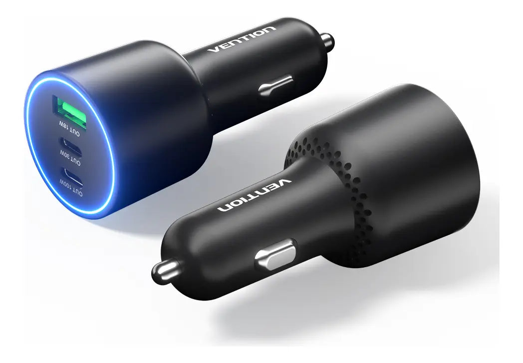 Cargador Para Auto Dual Usb 3,0 Doble Usb C 30w 100w Vention Plateado