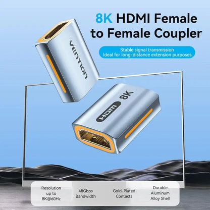 Adaptador X2 Union Hdmi 2,1 8k Hembra Cable Extensor Vention