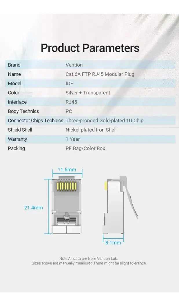 Ficha Red Rj45 Cat 6a Blindada Ftp X50 Vention