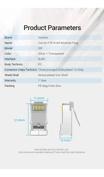 Ficha Red Rj45 Cat 6a Blindada Ftp X50 Vention