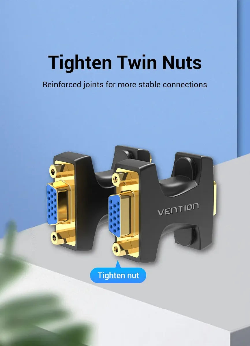 Adaptador Union Vga Extensor Hembra A Hembra Ficha Vention