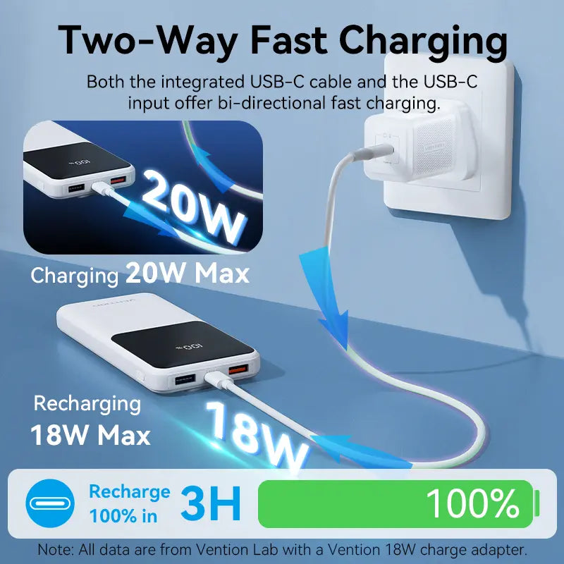 Power Bank Cargador Portatil 10000mah Incluye Cable Vention