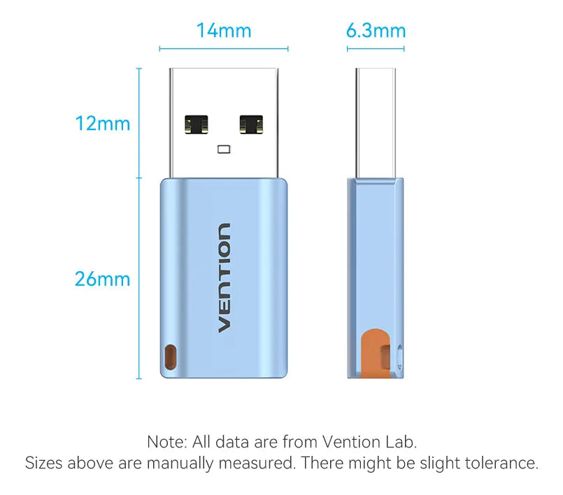 Adaptador Usb Hembra A Usb C Otg 3,1 10 Gbps Vention Azul Acero