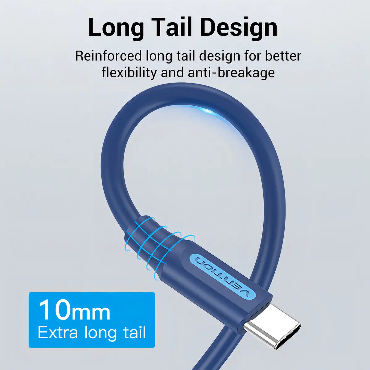 Cable Usb A Usb-c 2,0 3a 1,5m Azul Carga De Celular Vention Azul