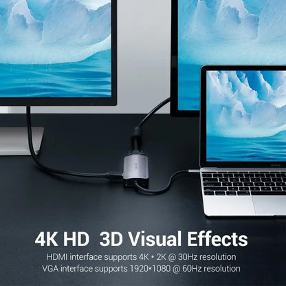 Hub Multipuerto 5 En 1 Usb C Hdmi Vga Usb Con Carga Vention