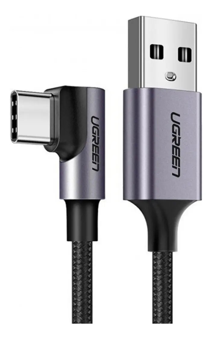 Cable Usb A Usb-c 90° En L 18w 3a Carga Rapida 2m Ugreen Negro