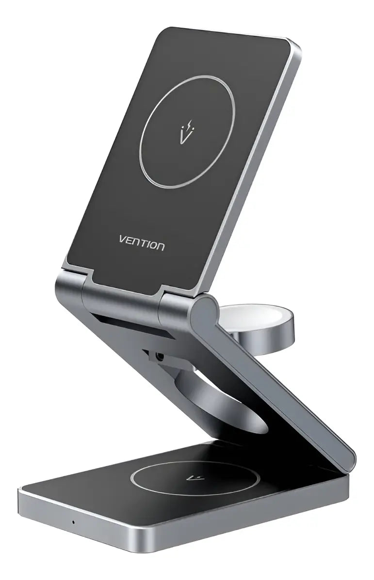 Cargador Inalámbrico 3 En 1 15 W Con Magsafe Gris Vention Gris