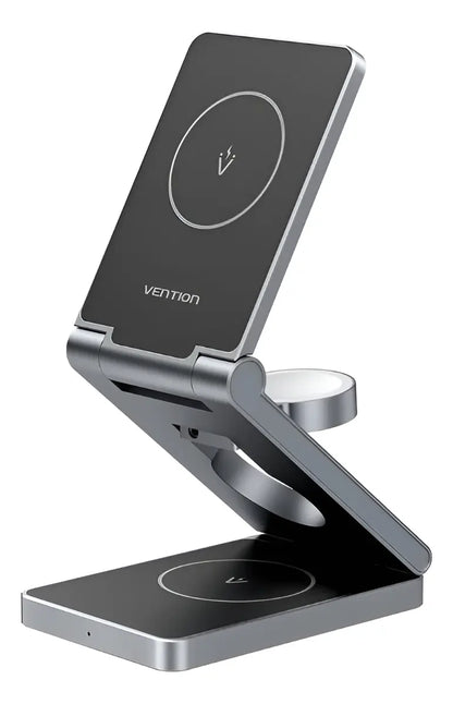 Cargador Inalámbrico 3 En 1 15 W Con Magsafe Gris Vention Gris