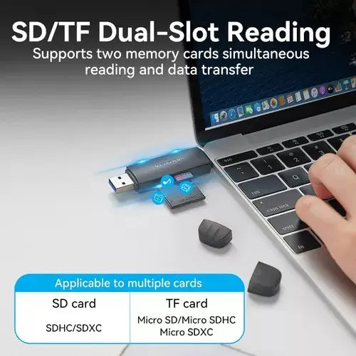 Lector De Tarjetas Sd Tf Usb 3,0 Usb C 5gbps Vention