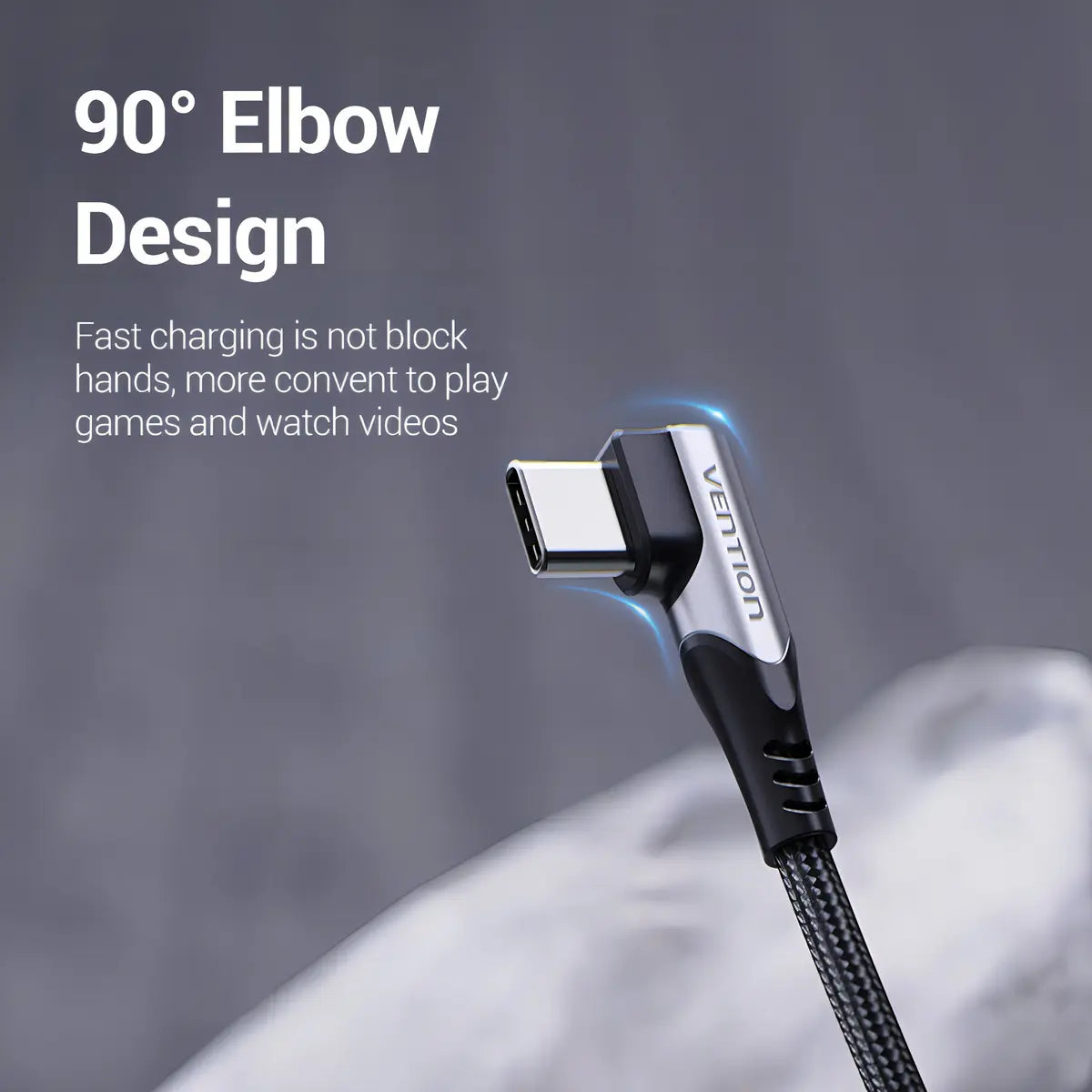 Cable Carga Y Datos Usb-c 2,0 90° A Usb 2,0 - 1m - Vention Negro