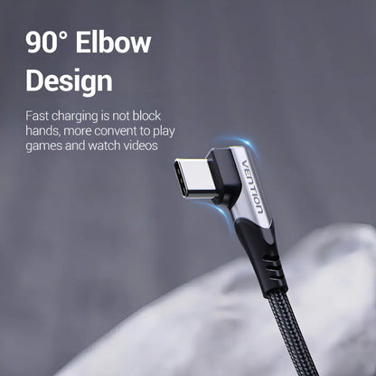 Cable Carga Y Datos Usb-c 2,0 90° A Usb 2,0 - 1m - Vention Negro