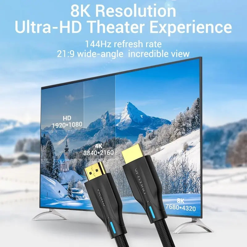 Cable Trenzado Hdmi 2,1 8k Earc Hdr 48gb 2 M Vention