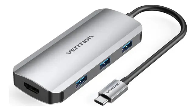 Hub Multipuerto 6 En 1 Hdmi Usb 3,0 Usb-c Pd Vention Gris
