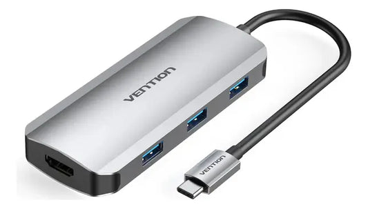 Hub Multipuerto 6 En 1 Hdmi Usb 3,0 Usb-c Pd Vention Gris