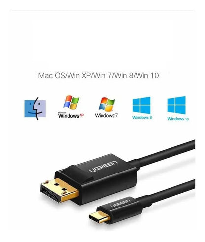 Cable Adaptador Usb-c A Displayport Dp 4k Negro 1,5m Ugreen Negro