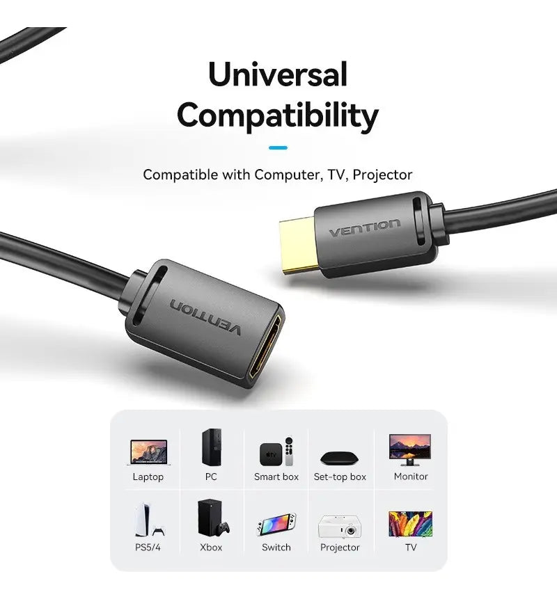 Cable Adaptador Extensor Hdmi 4k Hembra A Macho 5 M Vention