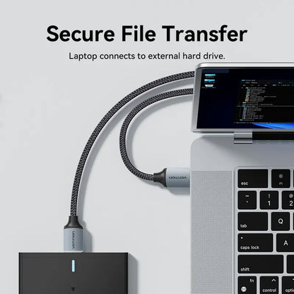 Cable De Datos Usb A 3,0 5gbps Aluminio Trenzado 2m Vention Gris Oscuro