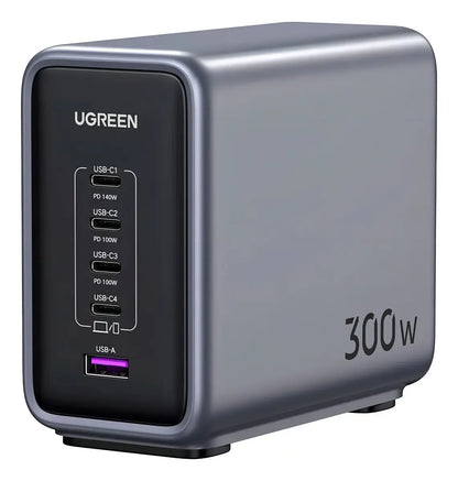 Cargador De Escritorio Gan 300w X4 Usb C Carga Rapida Ugreen Gris