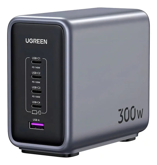 Cargador De Escritorio Gan 300w X4 Usb C Carga Rapida Ugreen Gris