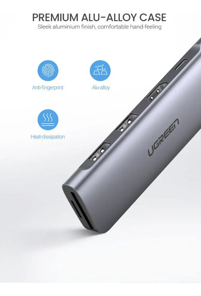 Hub Multipuerto Usb-c 6 En 1 Pd Hdmi Usb 3,0 4k Sd Fd Ugreen