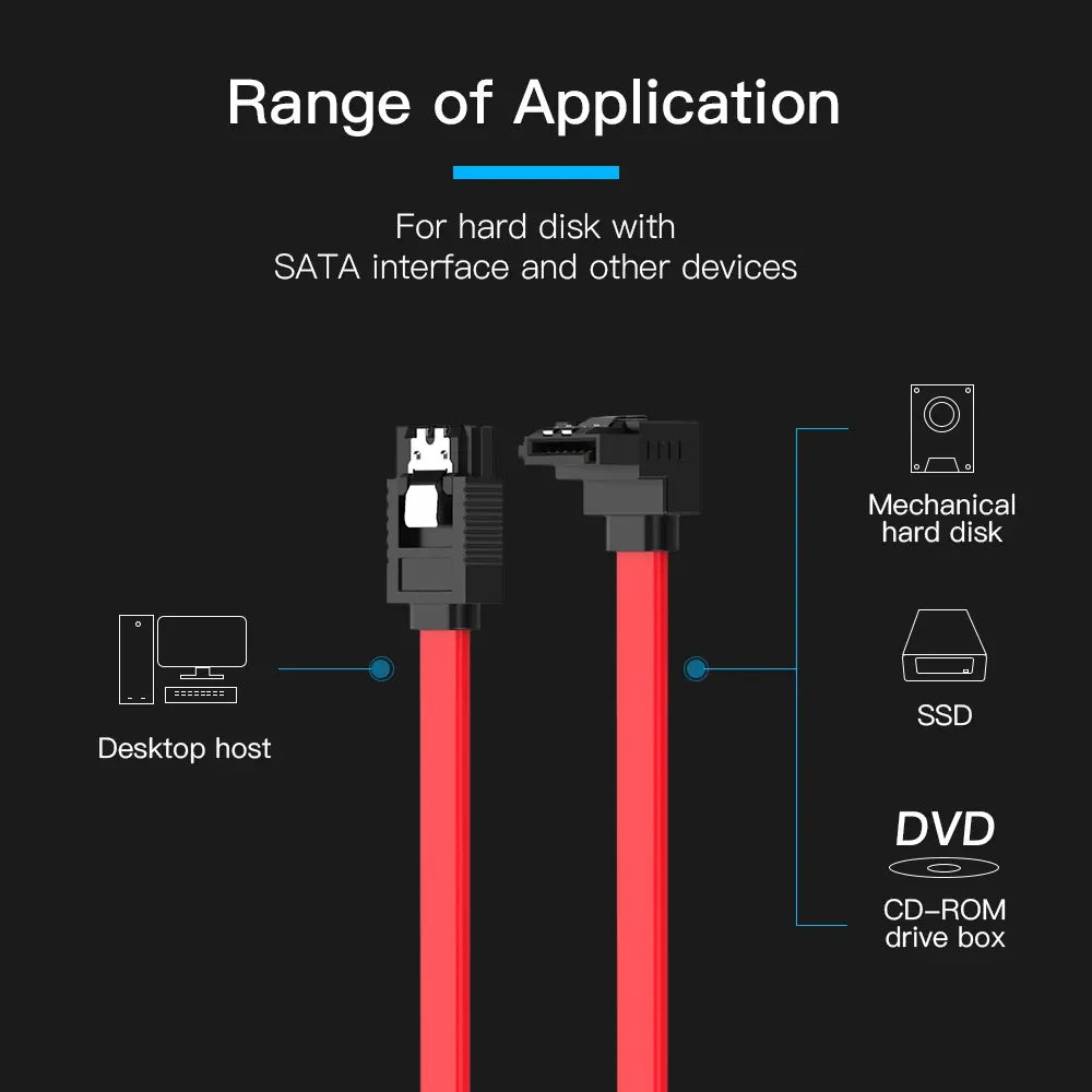 Cable Sata 3,0 Datos Grabador Disco Duro Doble Traba Vention Rojo