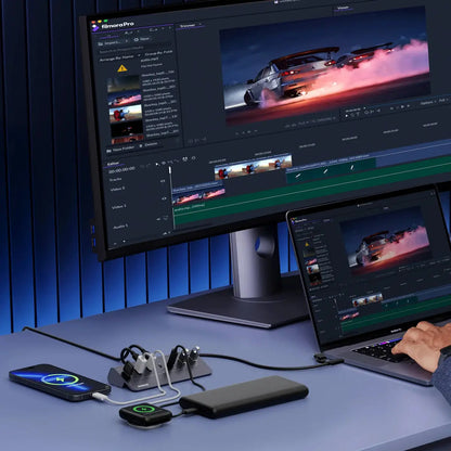 Hub Usb 7 Puertos Usb 3,0 + Usb C 10 Gbps Fideco Negro
